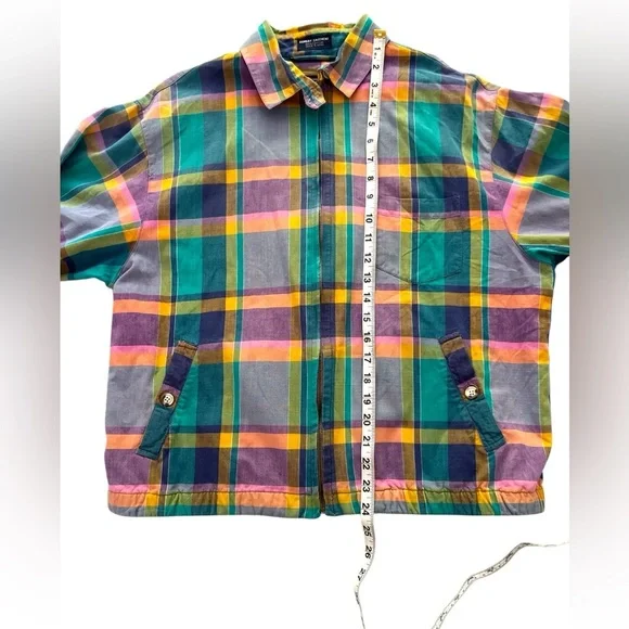 Allen Solly Vintage Madras Plaid Jacket, Petite L - Picture 6 of 12